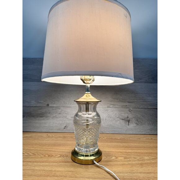 Vintage Waterford Ireland Crystal Glandore 22” Table Lamp with Shade~not Signed